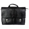 Портфель кожаный Desisan1315-11 черный кроко