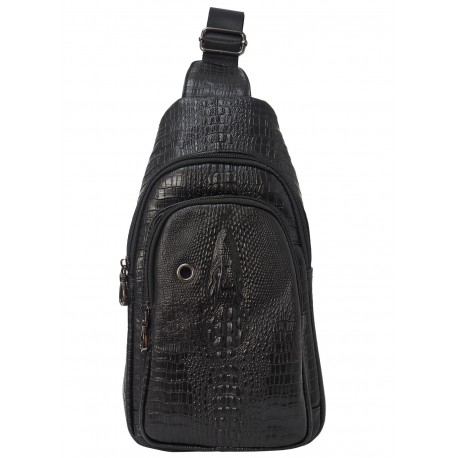 Кожаный рюкзак через плечо BUFFALO BAGS M9075A черный кроко