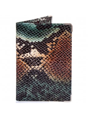 Обложка паспорт кожа Desisan-586 зеленая змея