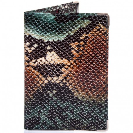Обложка паспорт кожа Desisan-586 зеленая змея