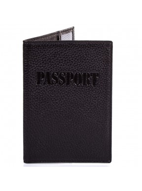Обложка для паспорта кожаная 003-127 черный мелкий флотар