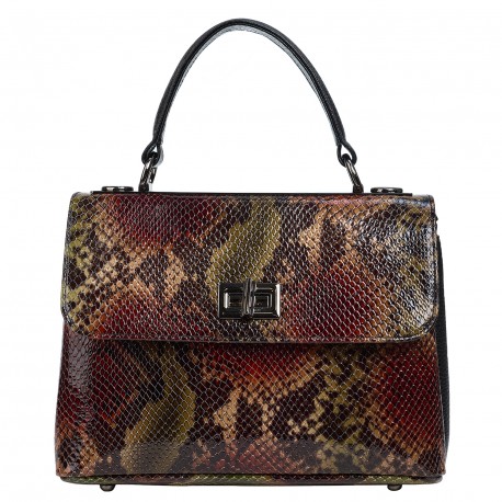 Сумка женская кожа Desisan 2047-586 черно-зеленая змея