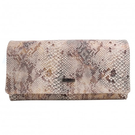 Кошелек женский кожаный Desisan 163-200 бежево-золотистая змея