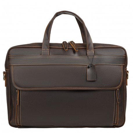 Портфель мягкий кожаный BUFFALO BAGS M5095C коричневый нубук