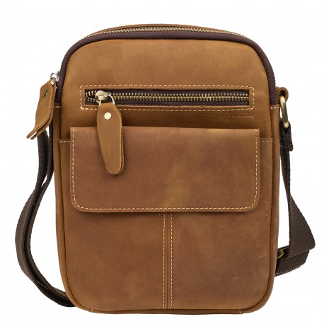 Мужская кожаная сумка через плечо BUFFALO BAGS M6211Q коричневый нубук