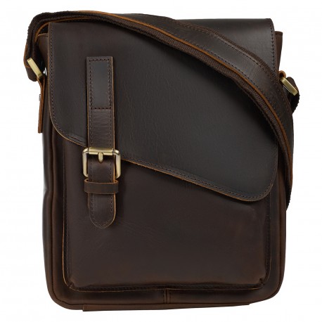 Мужская кожаная сумка через плечо BUFFALO BAGS 6228R коричневый нубук