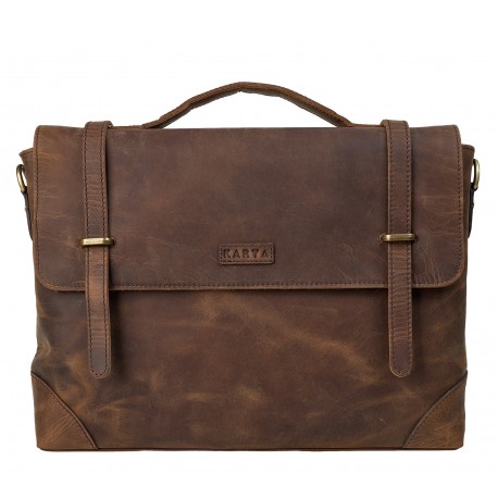 Портфель мягкий кожаный KARYA 0306-31 коричневый нубук