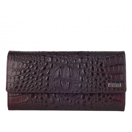 Кошелек женский кожа Desisan 150-3039 бордо кроко