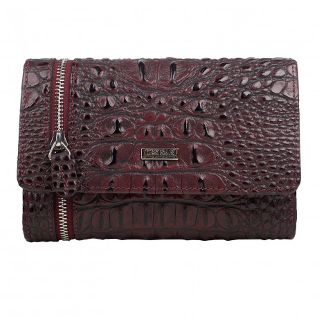 Кошелек женский кожа Desisan 154-3039 бордо кроко