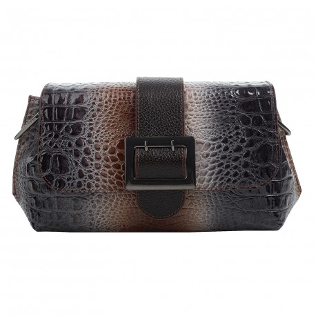 Сумка женская кожаная Desisan 7156-757 серый кроко лак