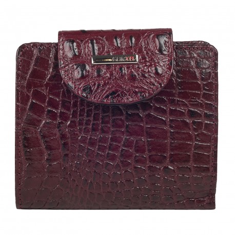 Кошелек женский кожаный KARYA 1052-813 бордо кроко с желтым внутри