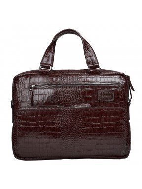 Портфель мягкий кожа BOND 1424-355 коричневый кроко