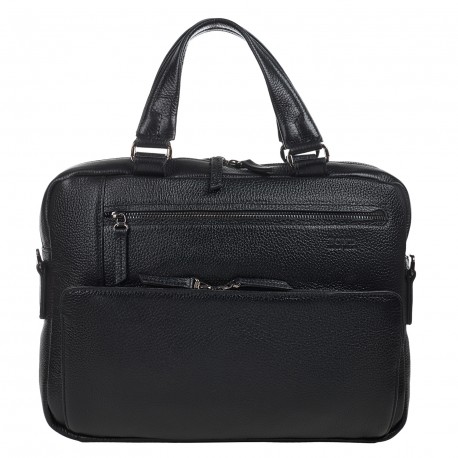Портфель мягкий кожа BOND 1424-281 черный флотар