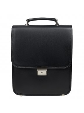Портфель вертикальный кожаный CANPEL 1585-101 черный гладкий