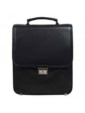 Портфель вертикальный кожаный CANPEL 1585-7 черный флотар