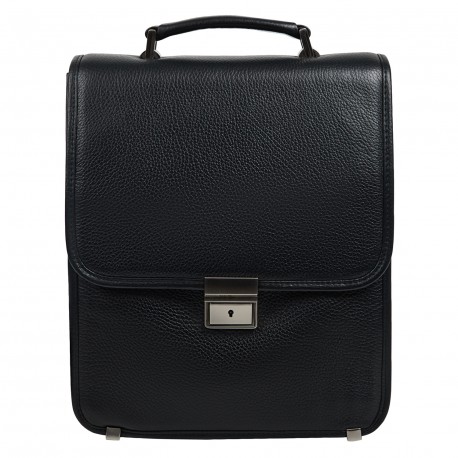 Портфель вертикальный кожаный CANPEL 1585-7 черный флотар