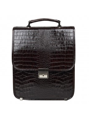 Портфель вертикальный кожаный CANPEL 1585-11 коричневый кроко