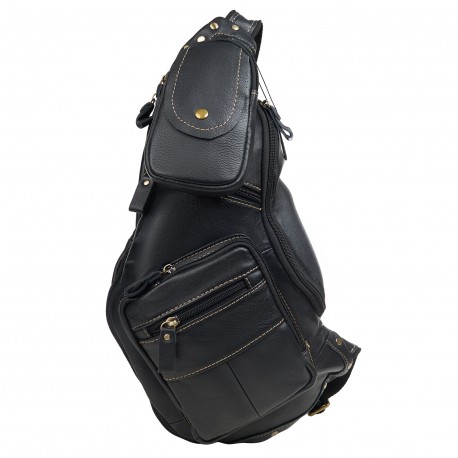 Кожаный рюкзак через плечо BUFFALO BAGS M8260A черный