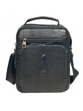 Мужская кожаная сумка через плечо BUFFALO BAGS M6014A-1 черная кроко