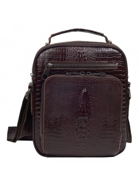 Мужская кожаная сумка через плечо BUFFALO BAGS M6014C-2 темно-коричневая кроко