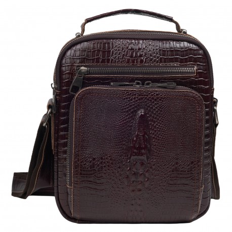 Мужская кожаная сумка через плечо BUFFALO BAGS M6014C-2 темно-коричневая кроко
