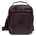 Мужская кожаная сумка через плечо BUFFALO BAGS M6014C-2 темно-коричневая кроко
