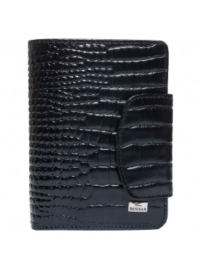 Кошелек женский кожаный Desisan 086-633 черный мелкий кроко
